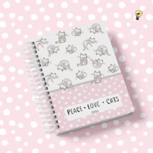 Planner A5 Gatos I love Cats Rosa Azul Cute 2026 206 páginas - A5 - Rosa - Visão 1