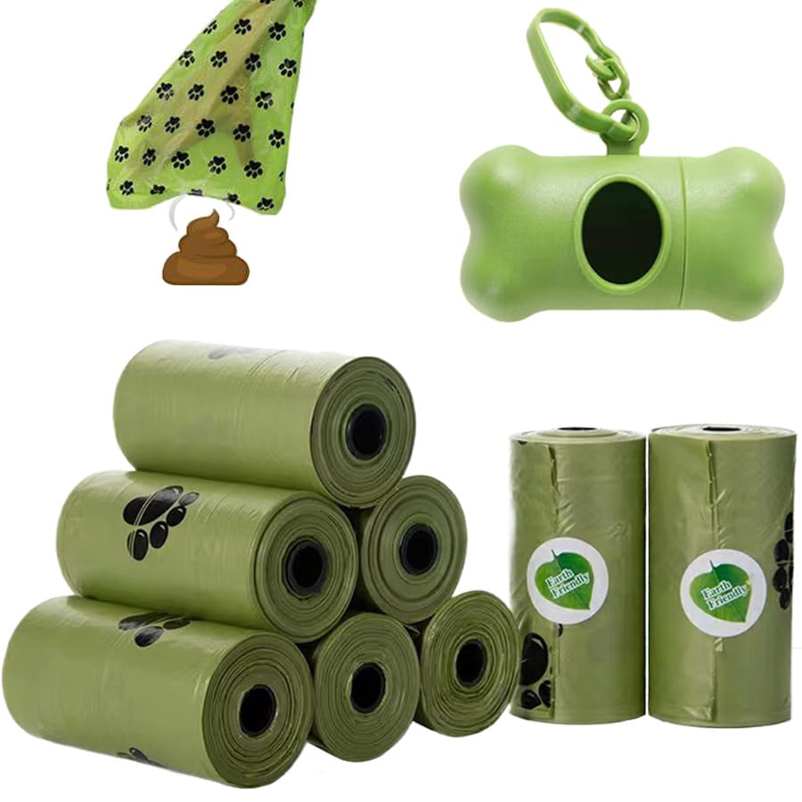 1 set Bolsas para recoger las heces de perro - Bolsas de basura para heces de perro, adecuadas para perros, incluye 1 dispensador ajustable, accesorios para gatos, accesorios para perros