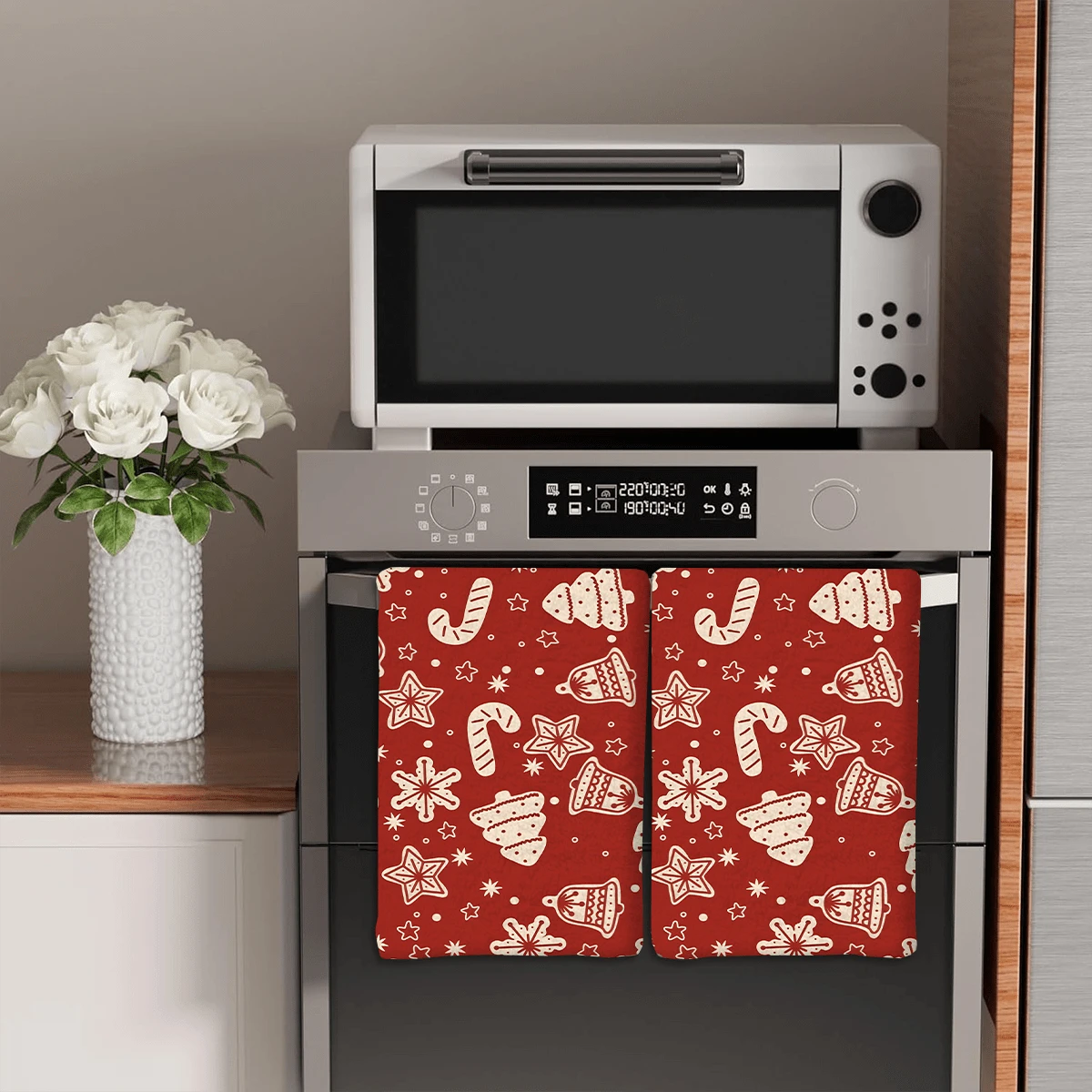2/4 Pcs Set, Gingerbread Man & Bell Pattern Printed Dish Towels, Christmas Gifts, Christmas Decorations, Super Absorbent Microfiber Modern Towels For Cooking And Baking, Printed Dishcloths, Cleaning Towels, Hand Towels, Tea Towels, Soft And Highly Absorbent, Gifts For Neighbors, Moms, Friends, Housewarming, Kitchen Essentials, Kitchen Decor, Daily Necessities - Multicolor - View 1