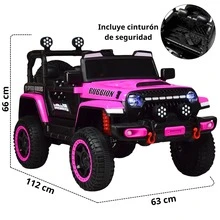 Joykoo Carro a Control Remoto Montable Electrico Camioneta Speed Riders Rubbion Para Niños Luz 12v - Rosa - Ver 5