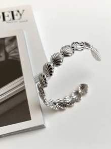 1 件不锈钢海星手链，时尚银色/金色袖口手链，女士珠宝