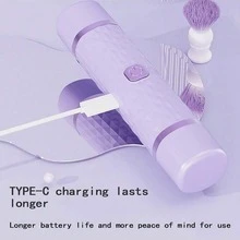 二合一女士电动剃毛器 - 干湿两用脱毛器，适用于比基尼线、眉毛、面部、腿部和腋下 - 便携式比基尼修剪器 - 可充电，无线 - 温和有效脱毛 - 紫色 - 查看 11