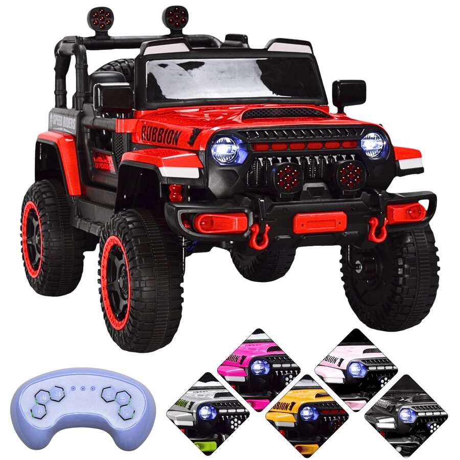 Joykoo Electric Ride On Remote Control Car Truck Speed Riders Rubbion For Kids 12v Light - Red - View 1