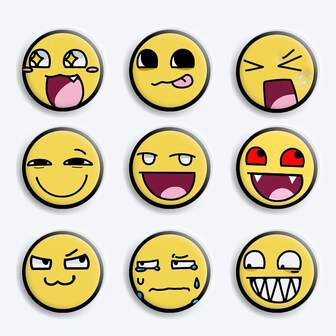 58mm' Abstract Funny Yellow Face Personalized Expression Badge Brooch Badge Student Backpack Decoration Abstract Badge Pendant Gift