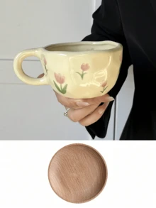 1pc Ditsy Floral Ceramic Coffee Cup, Ins Style Couple Mugs, High-Quality Breakfast Cup, Milk & Water Cup For Home Use Back To School