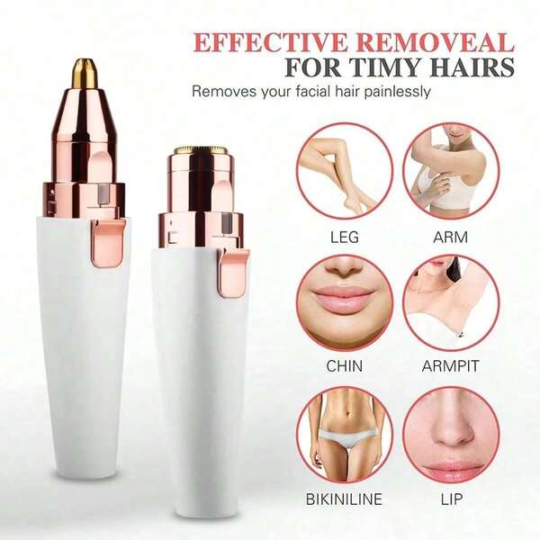 Electric Razor Painless Hair Remover Rechargeable 2 In 1 Built-In LED Light Eyebrow Trimmer & Facial Hair Removal For Women Lip And Eyebrow Hair Removal