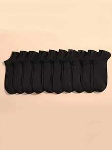 12 pares Calcetines cortos, ligeros y transpirables de verano  para gimnasio - Negro - Ver 1