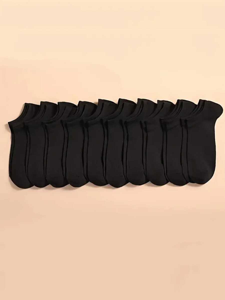 12 pares Calcetines cortos, ligeros y transpirables de verano para gimnasio - Negro - Ver 1