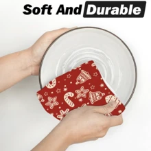 2/4 Pcs Set, Gingerbread Man & Bell Pattern Printed Dish Towels, Christmas Gifts, Christmas Decorations, Super Absorbent Microfiber Modern Towels For Cooking And Baking, Printed Dishcloths, Cleaning Towels, Hand Towels, Tea Towels, Soft And Highly Absorbent, Gifts For Neighbors, Moms, Friends, Housewarming, Kitchen Essentials, Kitchen Decor, Daily Necessities - Multicolor - View 10