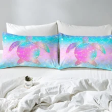 三件套儿童定制床上用品套装（1个被套+2个枕套），可定制您喜欢的图案，例如小动物、家庭、情侣等等。90克涤纶面料，数码印花图案，适合男孩、女孩、青少年，节日礼物之选。 - 彩色 - 查看 4