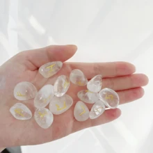25pcs Natural Crystal Asymmetrical Rune Letter Symbols Engraved Energy Stones, Factory Direct - Multicolor - View 3