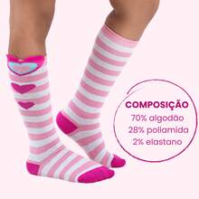Children's Socks Girls 3/4 Cotton Long Shaft Galochita Colorful Striped Women's Fashion Thick - 1 顆心 - 查看 2
