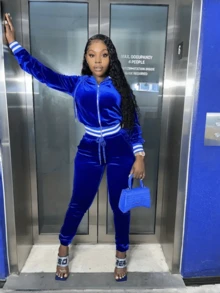 2 pièces Ensemble de survêtement en velours à capuche et côtelé pour femmes, vêtements de sport casual