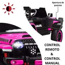 Joykoo Carro a Control Remoto Montable Electrico Camioneta Speed Riders Rubbion Para Niños Luz 12v - Rosa - Ver 2
