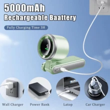 Portable Handheld Turbo Fan, Battery Operated, 180° Rotate Mini Fan With 5 Wind Speed, LED Digital Display, 3 IN 1 Personal Fans, Gifts For Women Men Travel Camping Outdoor Office - Green - View 4