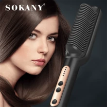 SOKANY 1008 直髮梳，乾濕兩用，5 段溫度設定，雙重防燙，快速加熱，適合居家/旅行，女性理想禮物 - 查看 1