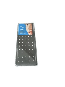 60pcs 2mm Rhinestone Stainless Steel Nose Studs Facial Body Piercing - White - View 5