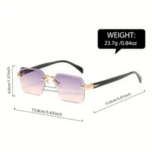 1 pezzo Occhiali senza montatura di moda retrò in tinta unita, occhiali estivi, occhiali senza montatura in metallo di alta qualità personalizzati - perfetti per vacanze, viaggi, fotografia di strada, escursionismo, feste, festival musicali, concerti e come regalo ideale - Combinazione 1 - Visualizzare 4