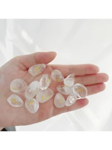 25pcs Natural Crystal Asymmetrical Rune Letter Symbols Engraved Energy Stones, Factory Direct - Multicolor - View 12