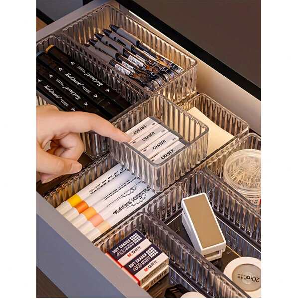 7 stuks/6 stuks/5 stuks/4 stuks/1 stuk acryl lade make-up organizer box, verdeelde opbergdoos voor huidverzorging op het aanrecht, combinatieset in meerdere maten, bureau- en lade-organizer voor thuis