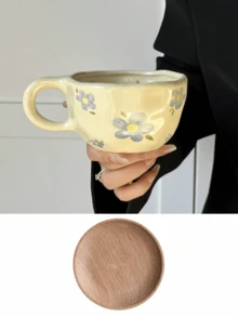 1pc Ditsy Floral Ceramic Coffee Cup, Ins Style Couple Mugs, High-Quality Breakfast Cup, Milk & Water Cup For Home Use Back To School