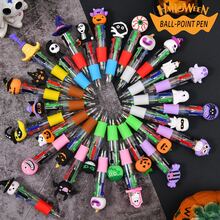 1 pieza Bolígrafo de cuatro colores con diseño de dibujos animados de Halloween, bolígrafo lindo para cuadernos de estudiantes de primaria, bolígrafo de varios colores, artículos de papelería, pequeño regalo