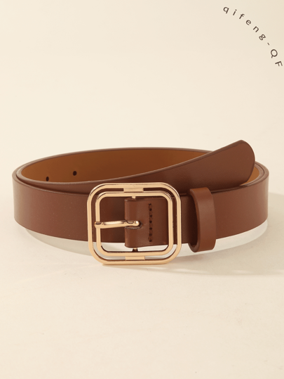 1 قطعة حزام أنيق للنساء بإبزيم مربع ذهبي للفساتين الكاجوال والتي شيرت والبنطلونات، مناسب للخريف وعيد الهالوين