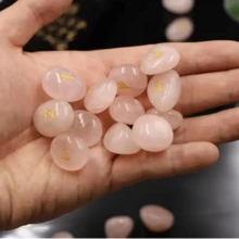 25pcs Natural Crystal Asymmetrical Rune Letter Symbols Engraved Energy Stones, Factory Direct - Multicolor - View 2