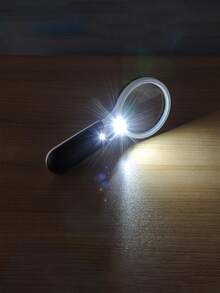 1 pieza Lupa con luz LED con 3 bombillas LED, lupa de mano con lente dual 45X/3X, adecuada para lectura de ancianos, reparación, colección, mejor regalo para la familia y los mayores, decoraciones navideñas 2025, decoraciones de Halloween, decoraciones navideñas para el hogar, decoraciones de habitación, hogar, cocina - Blanco y Negro - Ver 5