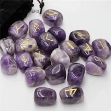 25pcs Natural Crystal Asymmetrical Rune Letter Symbols Engraved Energy Stones, Factory Direct - Multicolor - View 9