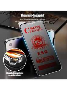 1 pachet, folie de protecție ecran mată cu acoperire completă, duritate 9H, ceramică, mată, compatibilă cu seria 16 Pro Max/16 Plus/15 Pro Max/14/13/12/11, anti-spionaj, anti-reflex și anti-amprentă, ușor de utilizat, instalare ușoară, fără bule - moale ca mătasea, protejează intimitatea, anti-cădere, anti-zgârieturi, atingere delicată, esențială pentru protecția ecranului, aplicabilă zilnic, la birou, acasă, protecție ecran telefon, accesorii telefon, impermeabilă și rezistentă la șocuri.