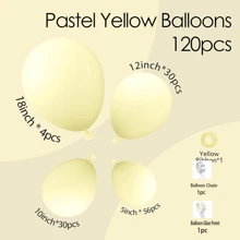 120 个马卡龙黄色乳胶气球，18 英寸、12 英寸、10 英寸、5 英寸各种尺寸气球拱门套件，适用于性别揭秘派对、单身派对、狂欢节、生日、毕业典礼、周年纪念、独立日、新娘送礼会、圣诞节、万圣节、情人节、母亲节、节日派对装饰、斋月、开斋节、狂欢节主题派对、生日庆祝、婚礼派对装饰、周年纪念活动 - 馬卡黃 - 查看 3