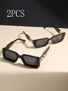 1 副超大号黑色 Y2K 风格时尚眼镜，适合夏季海滩篝火晚会、派对、礼物、复古街头服饰、驾驶、户外旅行、聚会、舞台表演、海滩配饰 - 黑色 - 查看 5