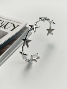 1 件不锈钢海星手链，时尚银色/金色袖口手链，女士珠宝