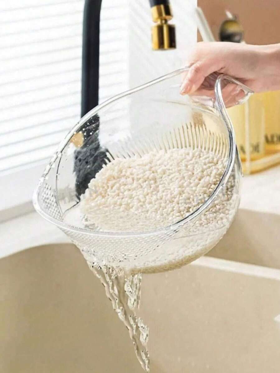 1 pieza Tazón de plástico para lavar arroz con filtro - Limpieza eficiente para granos pequeños, herramienta de cocina, accesorio de cocina, regalo de utensilio de cocina esencial para chefs en el hogar, almacenamiento de cocina que ahorra espacio, idea de regalo de cocina navideña - Multicolor - Ver 1