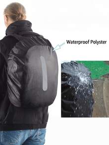 1个70升防水背包防雨罩，适用于户外旅行和运动 - 防尘便携，超轻带反光条防尘罩，适合徒步、露营、骑行等旅行 - 彩色 - 查看 5