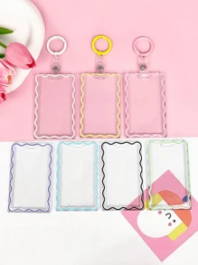 1 件带钥匙扣的卡夹 B 级可爱简约亚克力身份证夹霓虹透明适用于办公室身份证徽章卷轴驾驶执照和通行证 - 彩色 - 查看 1