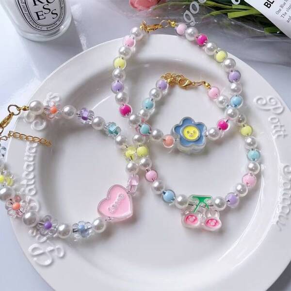 1pc Adjustable Flower Beaded Necklace Collar For Pets, Cats And Dogs