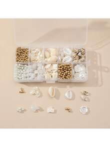 Hộp đựng ngọc trai 10 ngăn, Bộ dụng cụ làm vòng tay và dây chuyền phong cách đại dương, Bộ phụ kiện thủ công DIY đa dạng cho vòng tay, dây chuyền, mặt dây chuyền và các dự án thủ công khác. - Nhiều màu - Xem 1