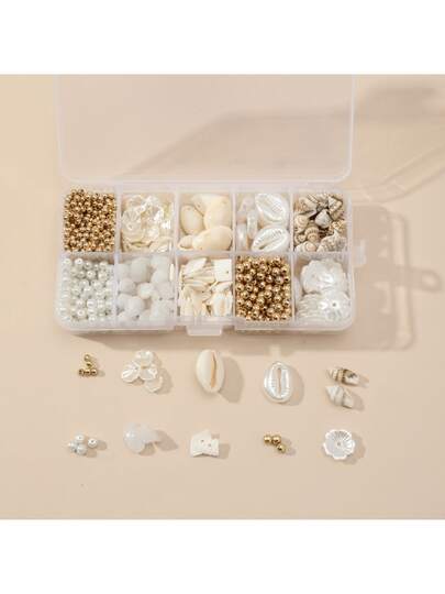 10-Slot Pearl Storage Box, Ocean Style Bracelet & Necklace Making Kit, Various Handmade DIY Accessory Set For Bracelet, Necklace, Pendant And Other Craft Projects