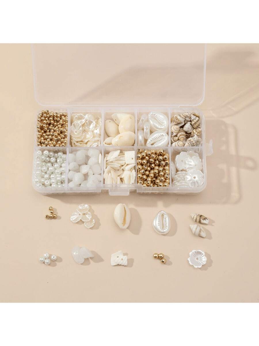 Hộp đựng ngọc trai 10 ngăn, Bộ dụng cụ làm vòng tay và dây chuyền phong cách đại dương, Bộ phụ kiện thủ công DIY đa dạng cho vòng tay, dây chuyền, mặt dây chuyền và các dự án thủ công khác. - Nhiều màu - Xem 1