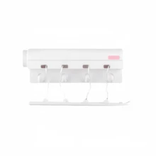 قطعة واحدة حبل غسيل قابل للسحب 4 خطوط - 147.63 بوصة ، حبل غسيل بلاستيكي قوي للاستخدام الداخلي ، مناسب للغرفة والحمام وغرفة المعيشة - رف تجفيف غير مرئي وموفر للمساحة للملابس والمناشف والبنطلونات (لون مشبك عشوائي) - متعدد الألوان - مشاهدة 13