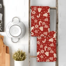 2/4 Pcs Set, Gingerbread Man & Bell Pattern Printed Dish Towels, Christmas Gifts, Christmas Decorations, Super Absorbent Microfiber Modern Towels For Cooking And Baking, Printed Dishcloths, Cleaning Towels, Hand Towels, Tea Towels, Soft And Highly Absorbent, Gifts For Neighbors, Moms, Friends, Housewarming, Kitchen Essentials, Kitchen Decor, Daily Necessities - Multicolor - View 6