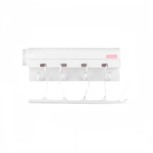 1pc Space Saving Retractable Clothesline With 4/5 Ropes, Wall Mounted Durable Plastic Drying Rack With Towel Bar And Hooks, Portable Clothes Drying Rack