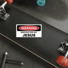 1PC 5Inch Waterproof Outdoor PVC Removable Sticker, Jesus Protected Warning Sign Decal For Truck SUV Car Laptop Bumper Wall Skateboard Motorcycle Fridge - Faith Based Humorous Christian Vinyl Sticker - Inspirational God Bless Art For Believers - Multicolor - View 8