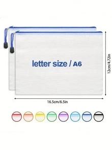 24件套防水A4/A5/A6尺寸拉链网状文件袋，十字绣和拼图项目收纳袋，适合旅行、上学、办公用品、文具，马卡龙色系（共八种颜色）。返校季必备，返校用品，母亲节礼物，适合送给母亲。 - 彩色 - 查看 15