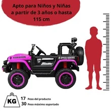 Joykoo Carro a Control Remoto Montable Electrico Camioneta Speed Riders Rubbion Para Niños Luz 12v - Rosa - Ver 6
