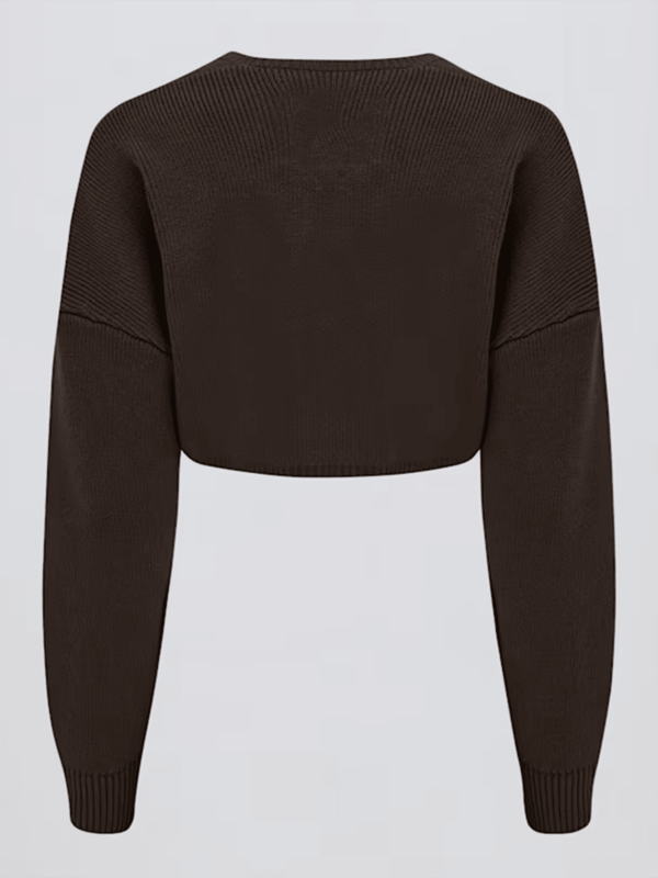 Women Knit Shrug Tops Solid Color Open Front Long Sleeve Crop Shirts Casual Fall Streetwear