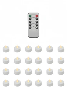 6/12/24 đèn trà LED không ngọn lửa có điều khiển từ xa, nến chạy bằng pin nhấp nháy, đèn LED điện chân thực hơn 200 giờ, thích hợp để tặng, trang trí bàn ăn, đám cưới, tiệc tùng, trang trí nhà cửa, kỷ niệm, giáng sinh, trang trí Halloween - trắng - Xem 12