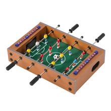 Mini Tischkicker aus Holz für Kinder und Familie mit 6 Spielerstangen und 2 Bällen – Perfektes Geschenk für Jungs - Braun - Übersicht 1